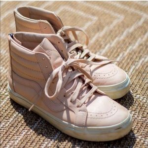 Fax leather blush pink Vans Sk8-Hi high tops